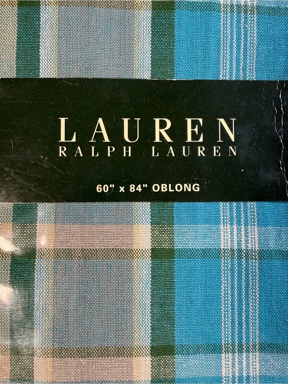 Lauren Ralph Lauren Plaid Cotton Tablecloth 60x84 Oblong Blue Green Red NWT